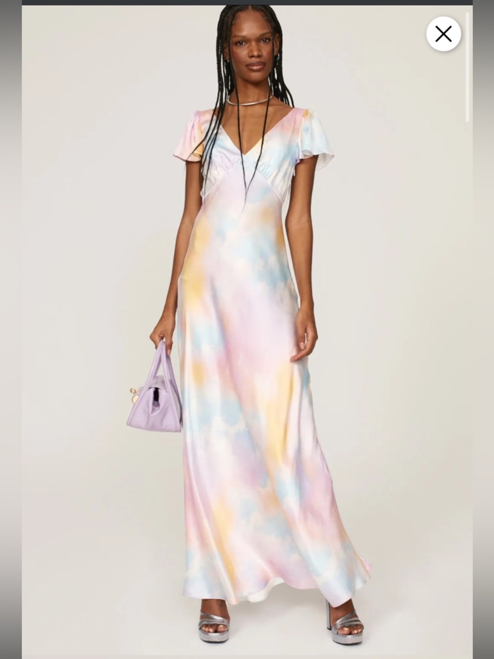 Selkie Pastel Watercolor Flutter Slip Maxi dress